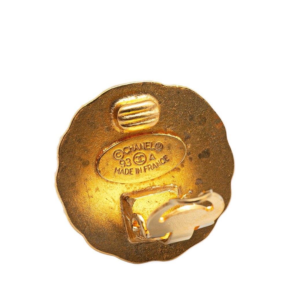 Chanel Gold Plated CC Starburst Clip On Earrings - 3