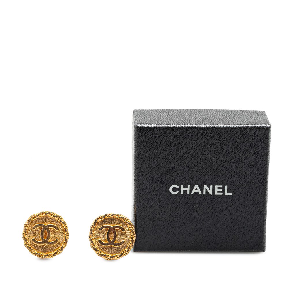 Chanel Gold Plated CC Starburst Clip On Earrings - 4
