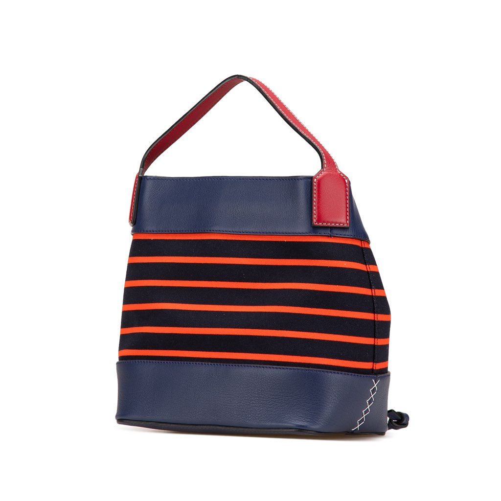 Loewe Leather and Stripe Canvas Midnight Bucket - 2