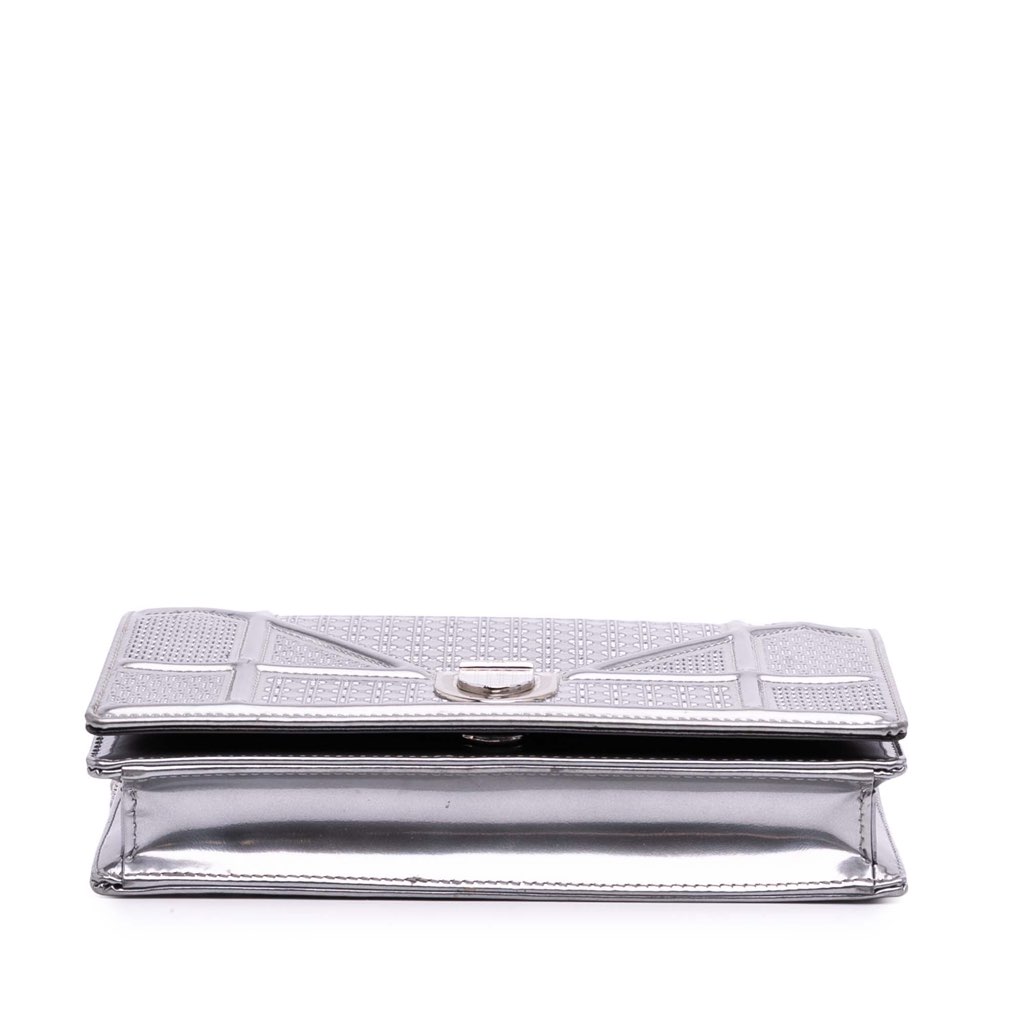 Dior Metallic Patent Microcannage Diorama Wallet on Chain - 3