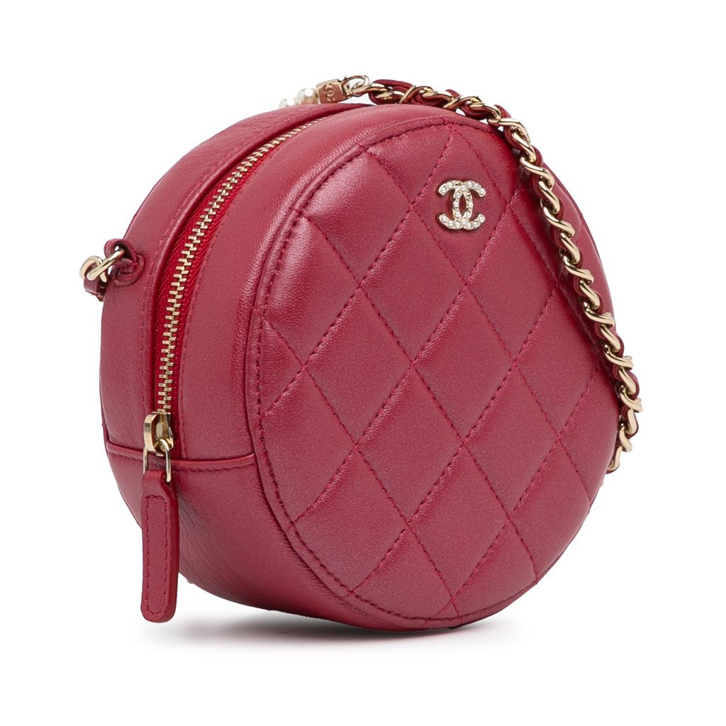 Chanel Quilted Lambskin Round Pearl Clutch with Chain - 2