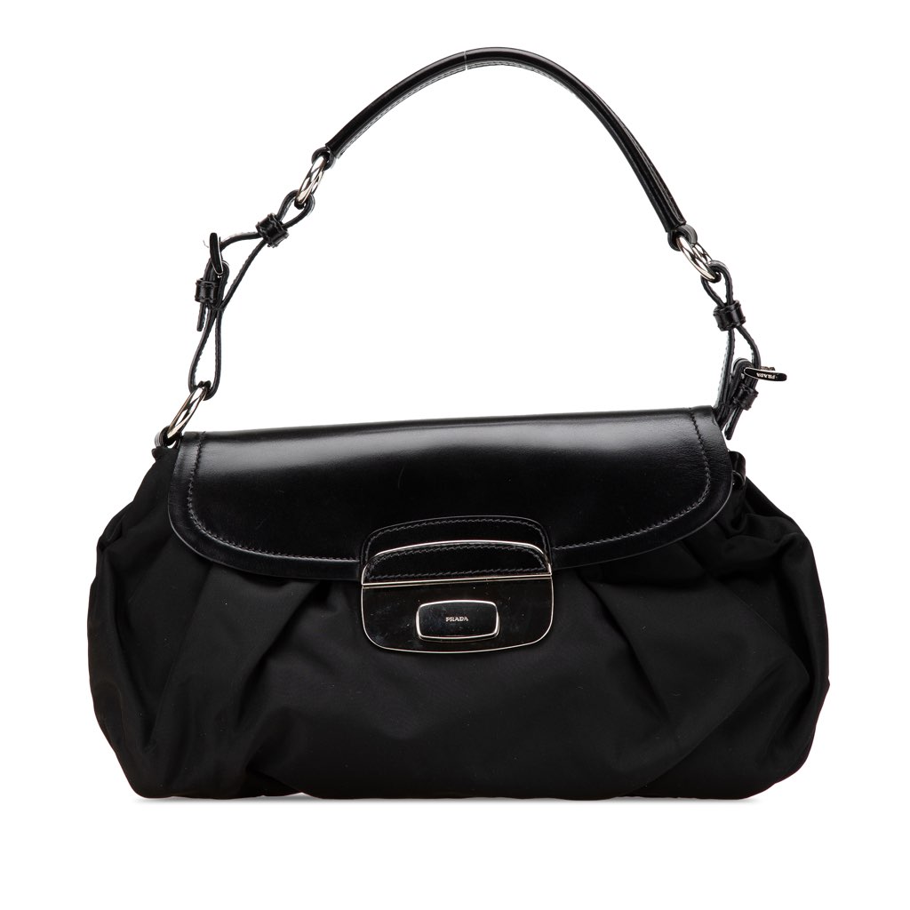 Prada City Calf Trimmed Tessuto Sound Lock Shoulder Bag