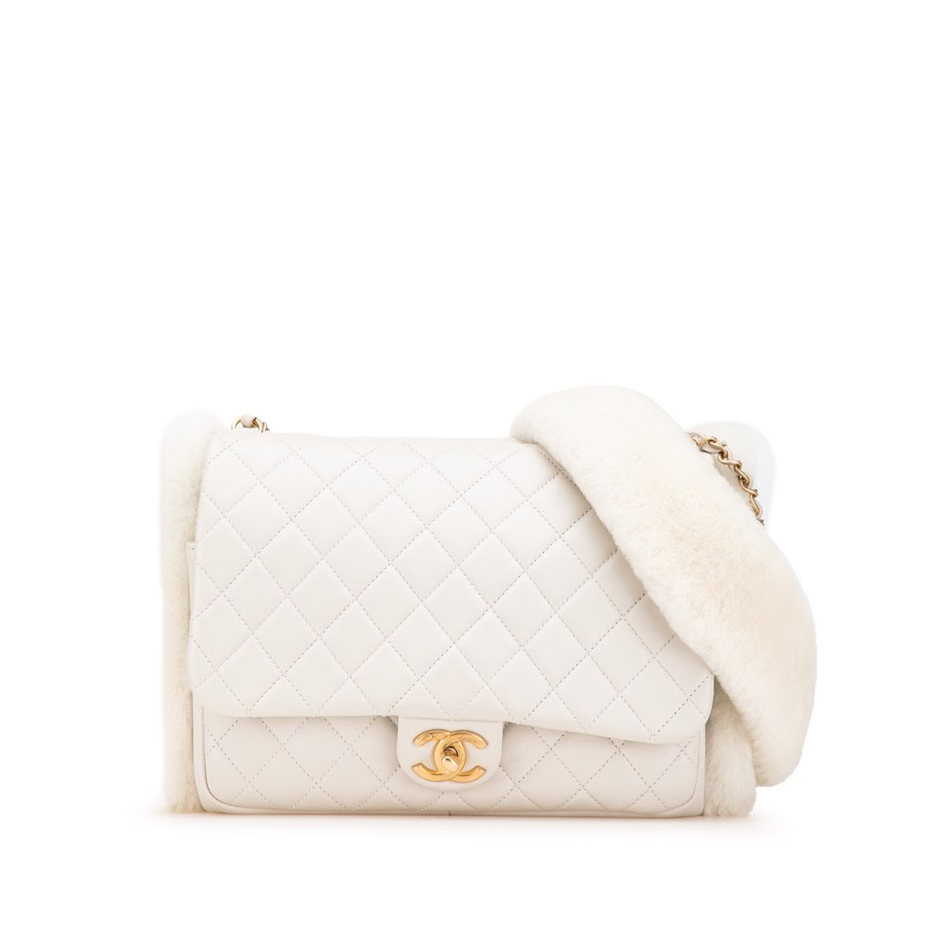 Chanel Quilted Lambskin and Shearling CC Muff Flap