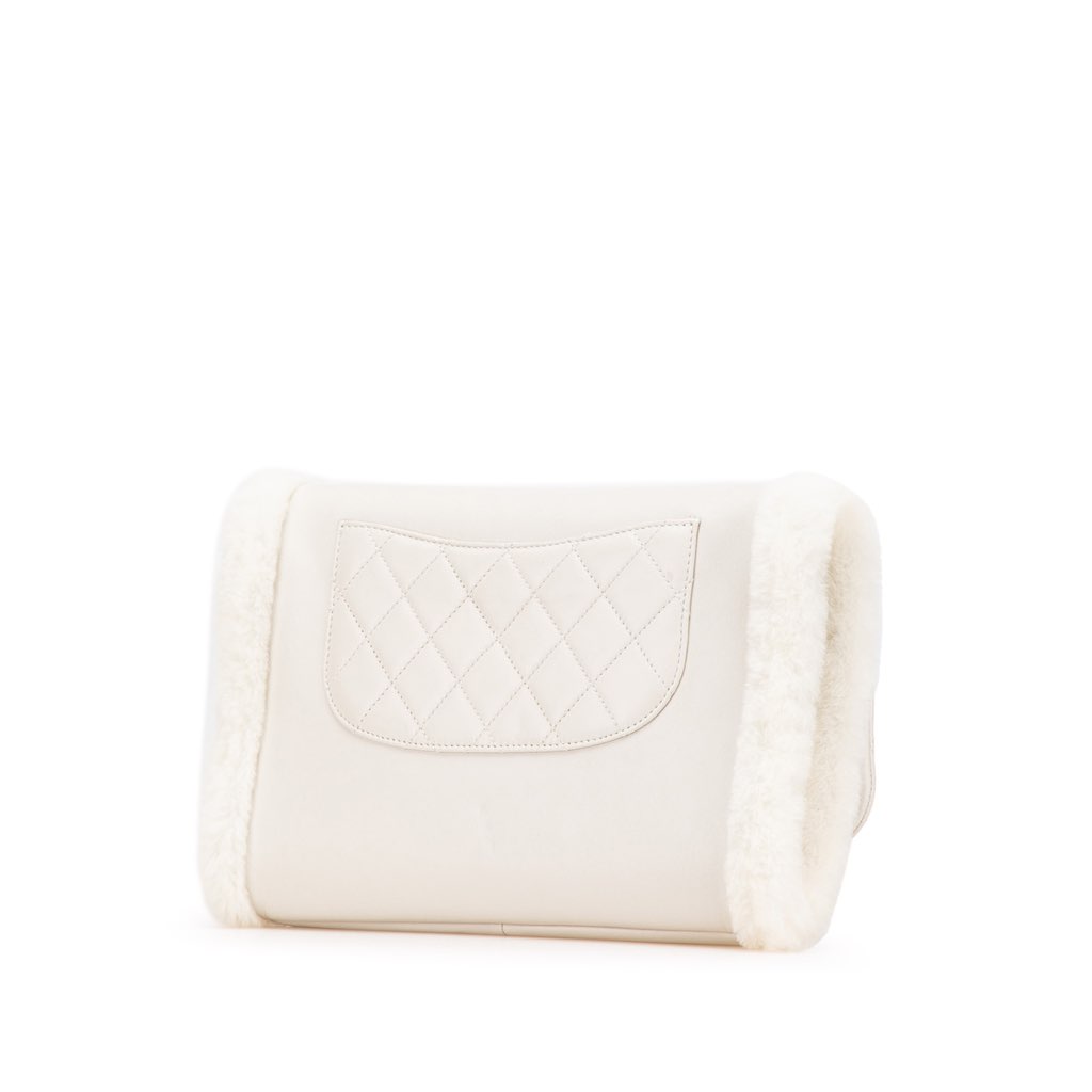 Chanel Quilted Lambskin and Shearling CC Muff Flap - 2