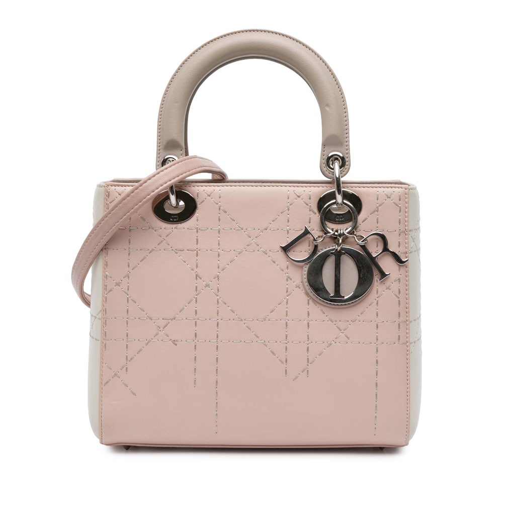 Dior Medium Bicolor Lambskin Macrocannage Stitched Lady Dior