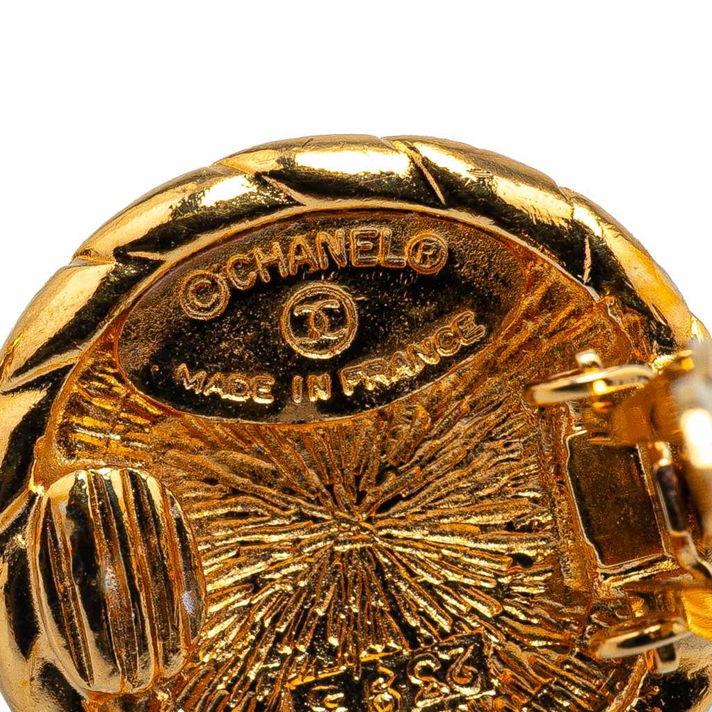 Chanel Gold Plated CC Round Clip On Earrings - Image 6