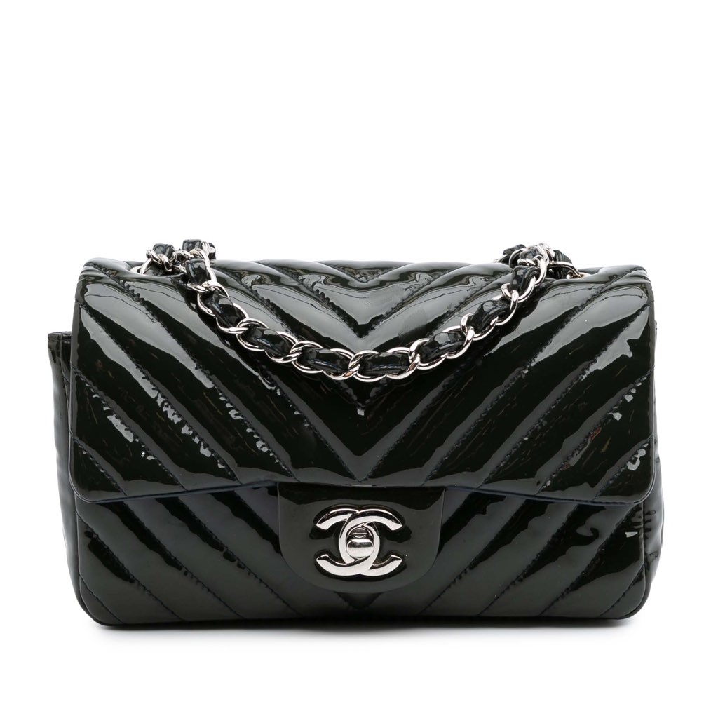 Chanel Mini Rectangular Classic Chevron Patent Single Flap