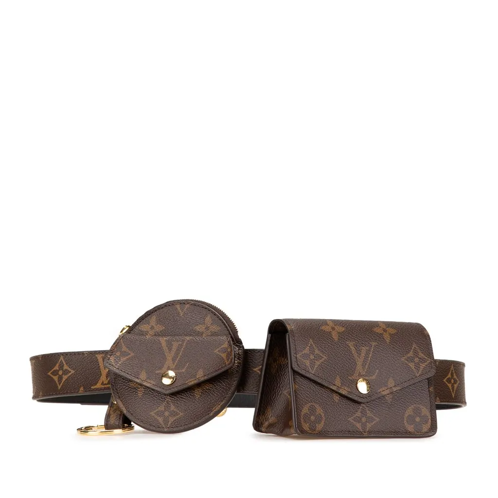 Louis Vuitton Monogram Daily Multi Pocket 30mm Belt Brown Canvas Good - Front View