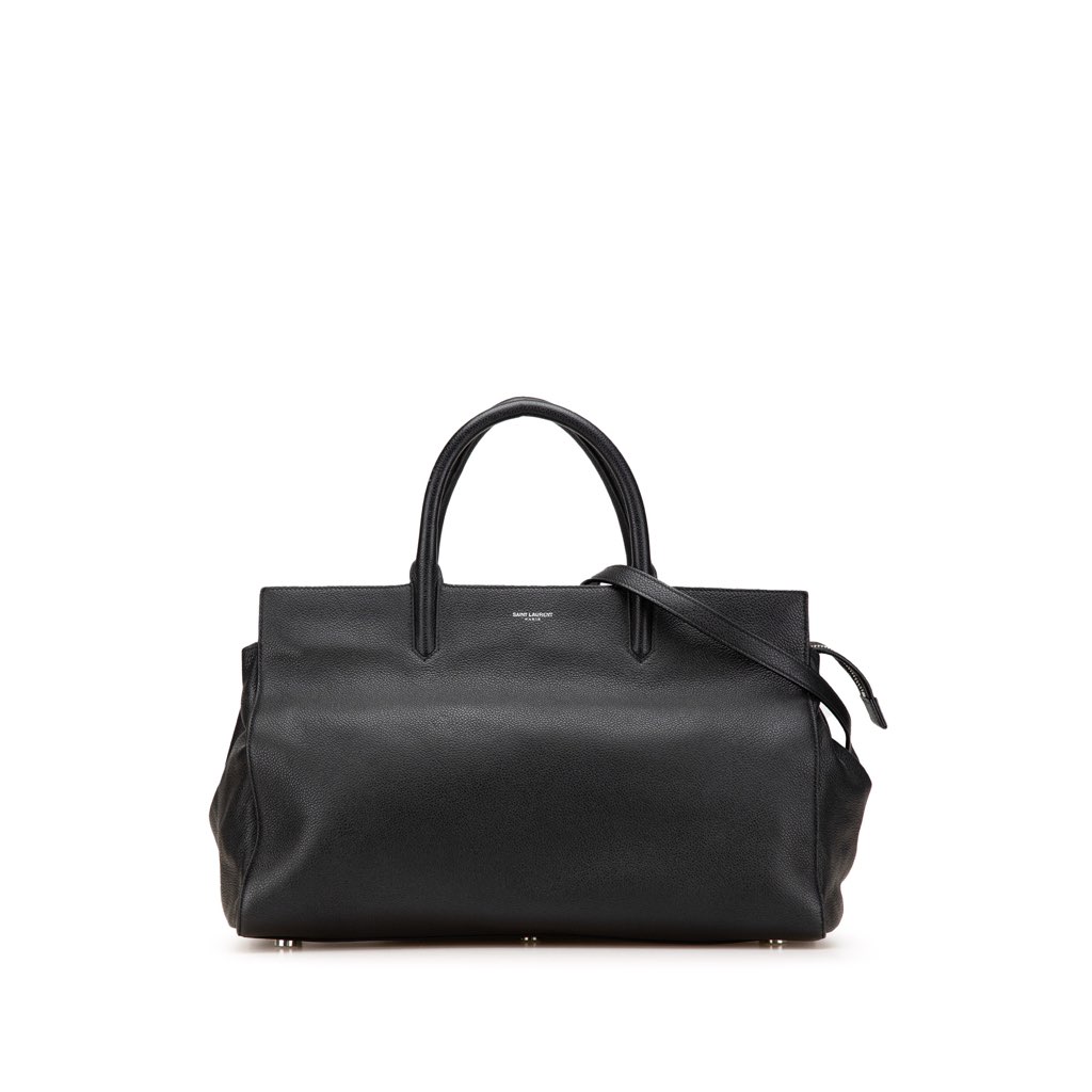 Saint Laurent Medium Grained Calfskin Cabas Rive Gauche Satchel