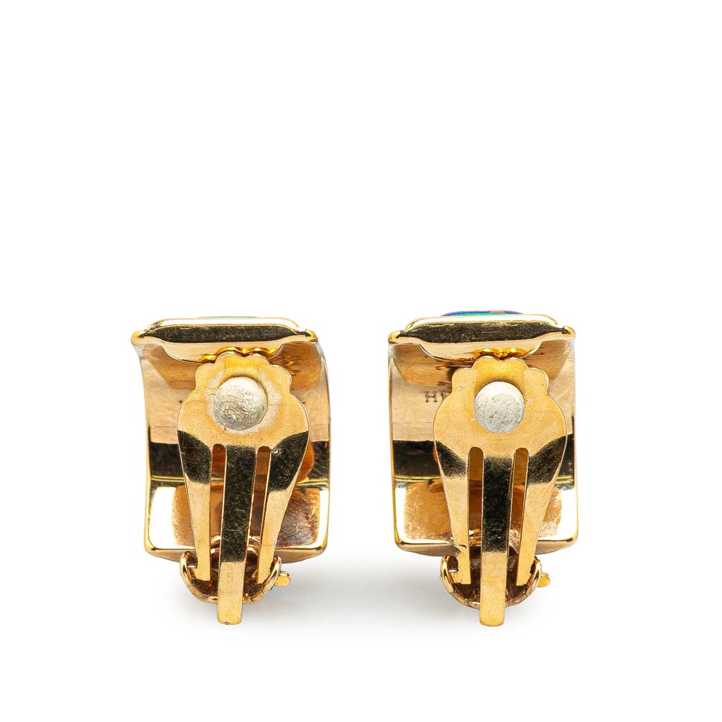 Hermès Enamel Gold Plated Clip On Earrings - 2