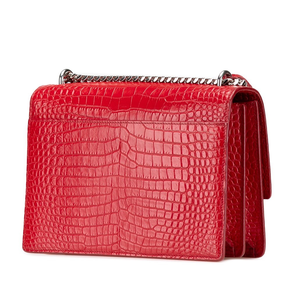 Saint Laurent Medium Croc Embossed Leather Sunset Crossbody - Back view