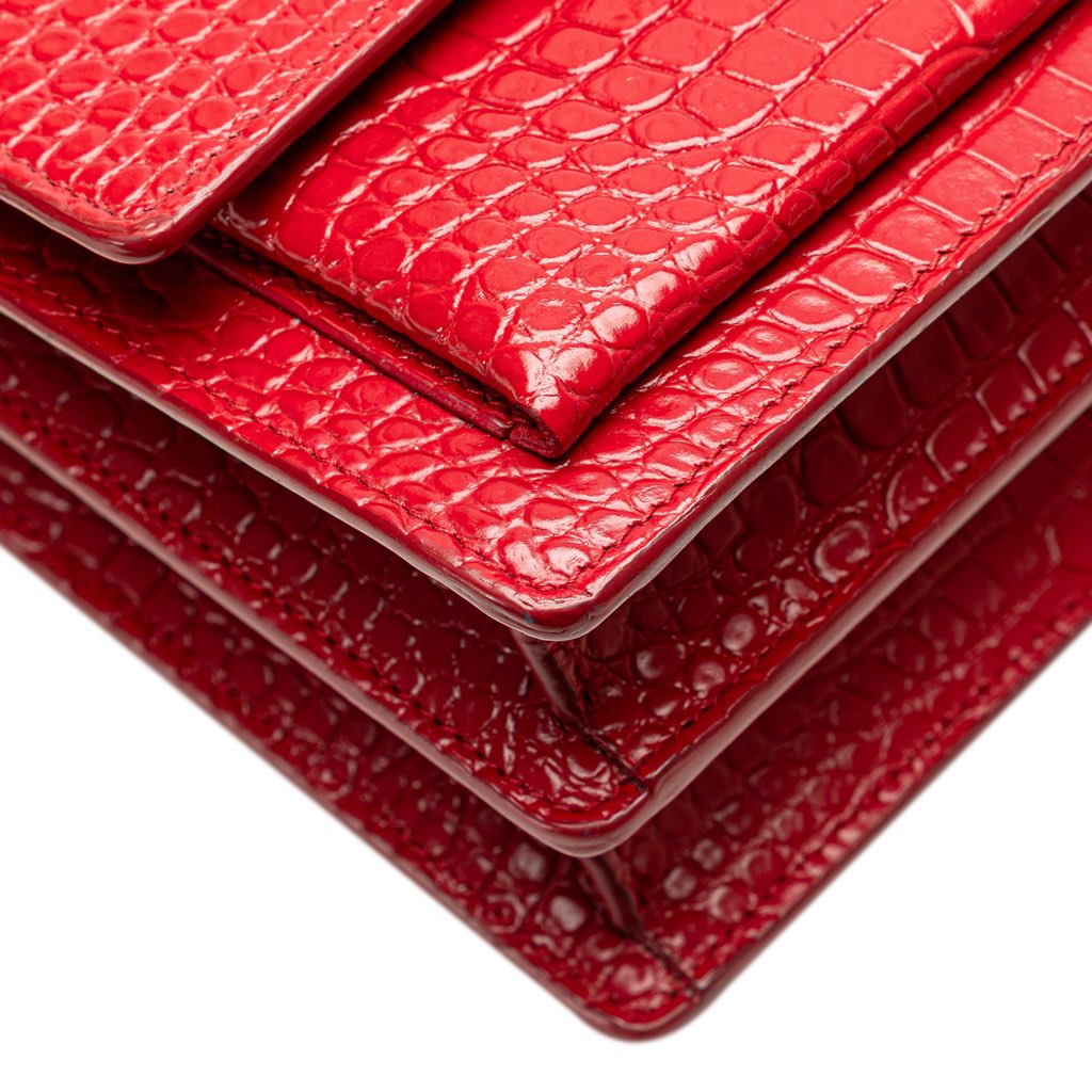 Saint Laurent Medium Croc Embossed Leather Sunset Crossbody - Image 13