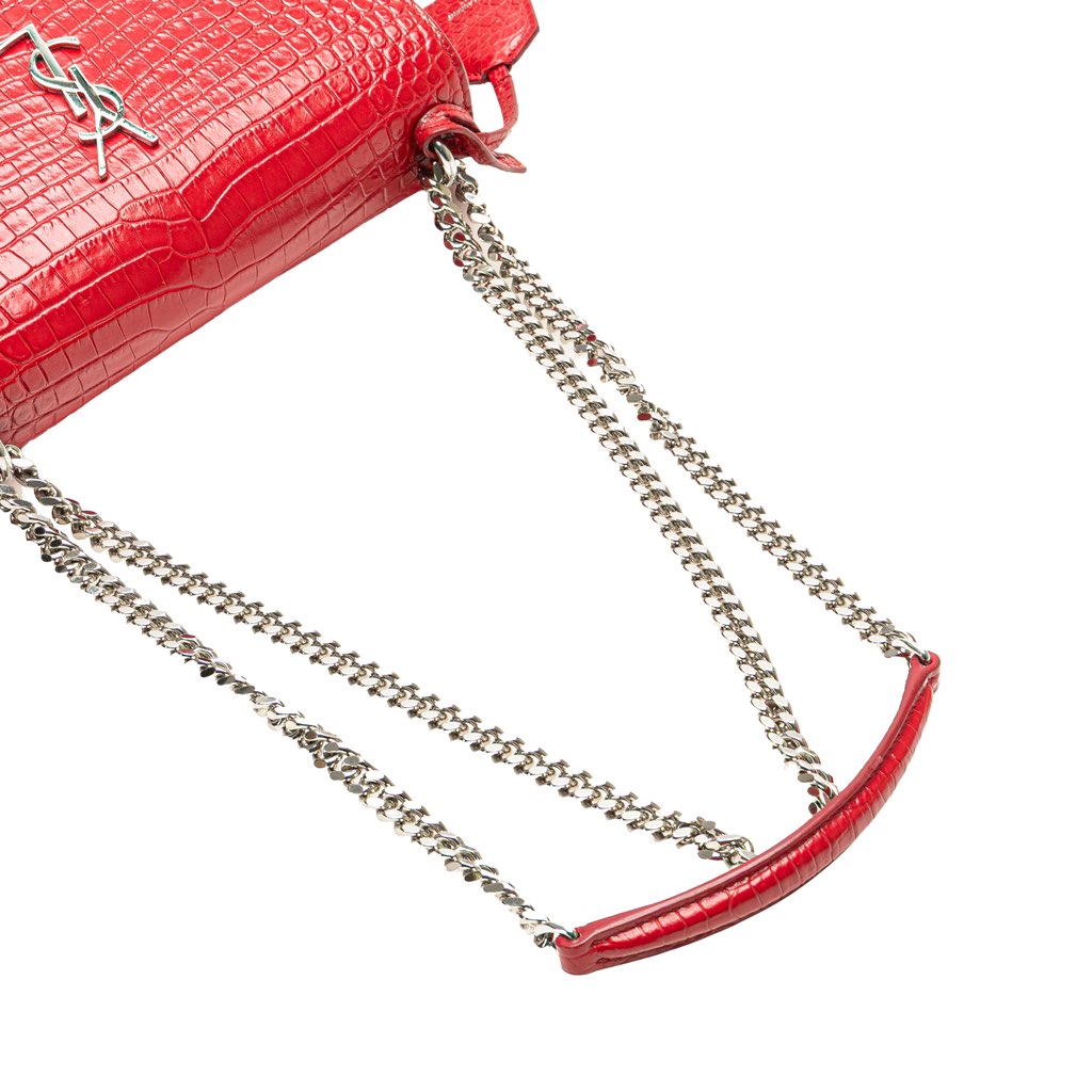 Saint Laurent Medium Croc Embossed Leather Sunset Crossbody - Image 14