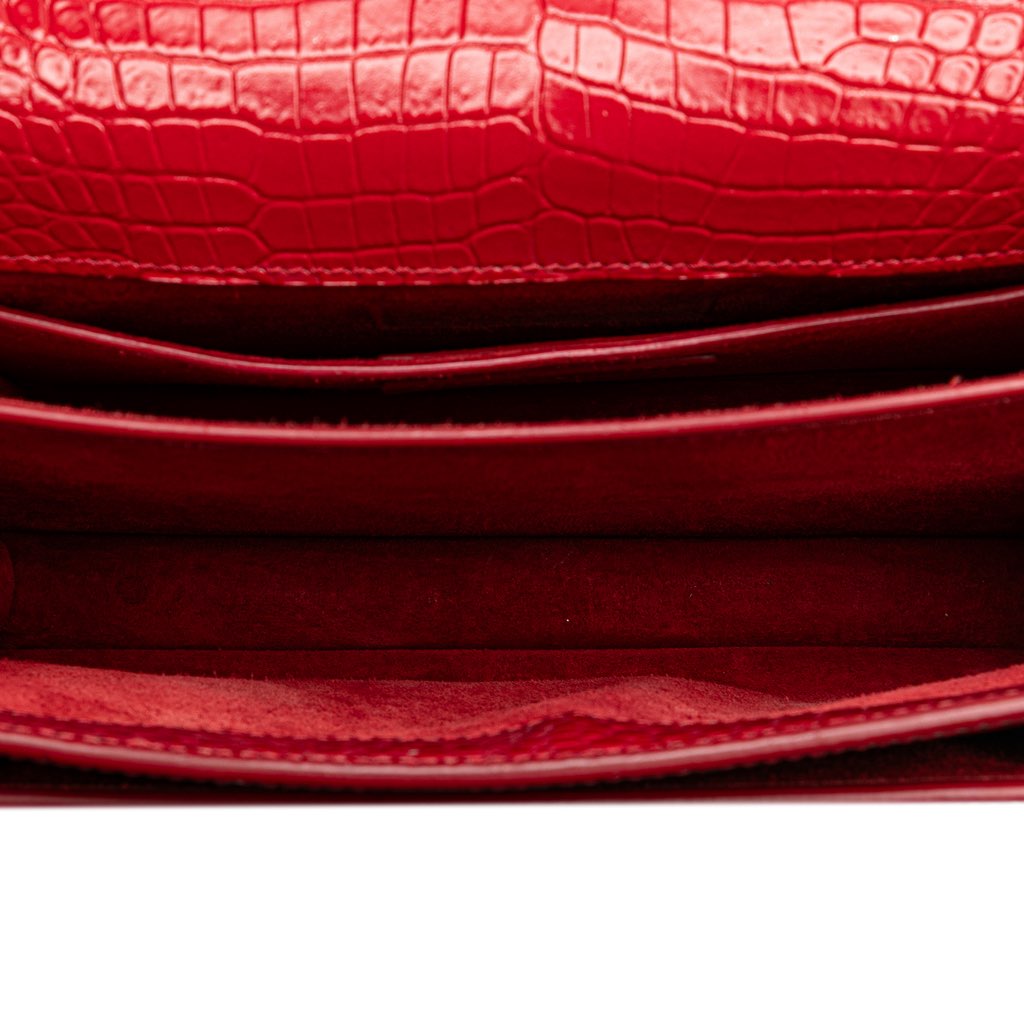 Saint Laurent Medium Croc Embossed Leather Sunset Crossbody - 4