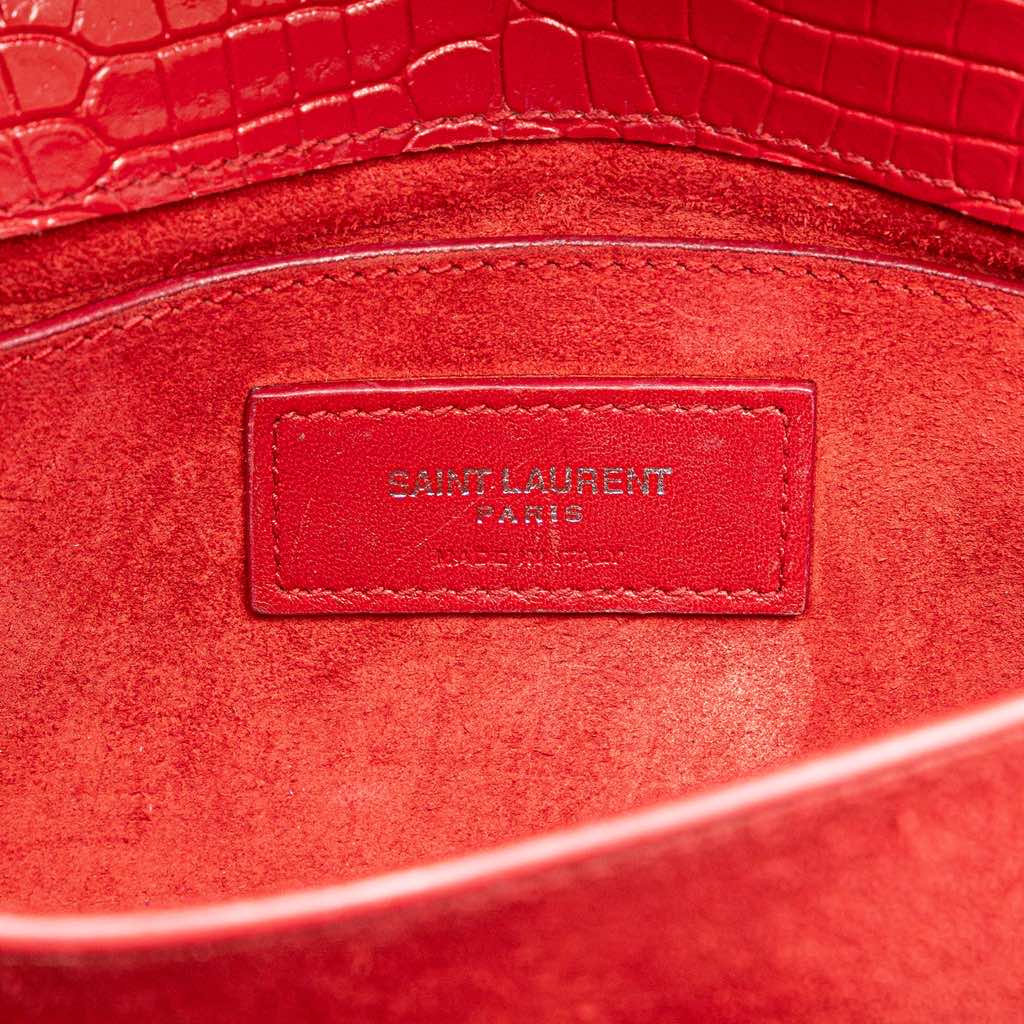 Saint Laurent Medium Croc Embossed Leather Sunset Crossbody - Side view
