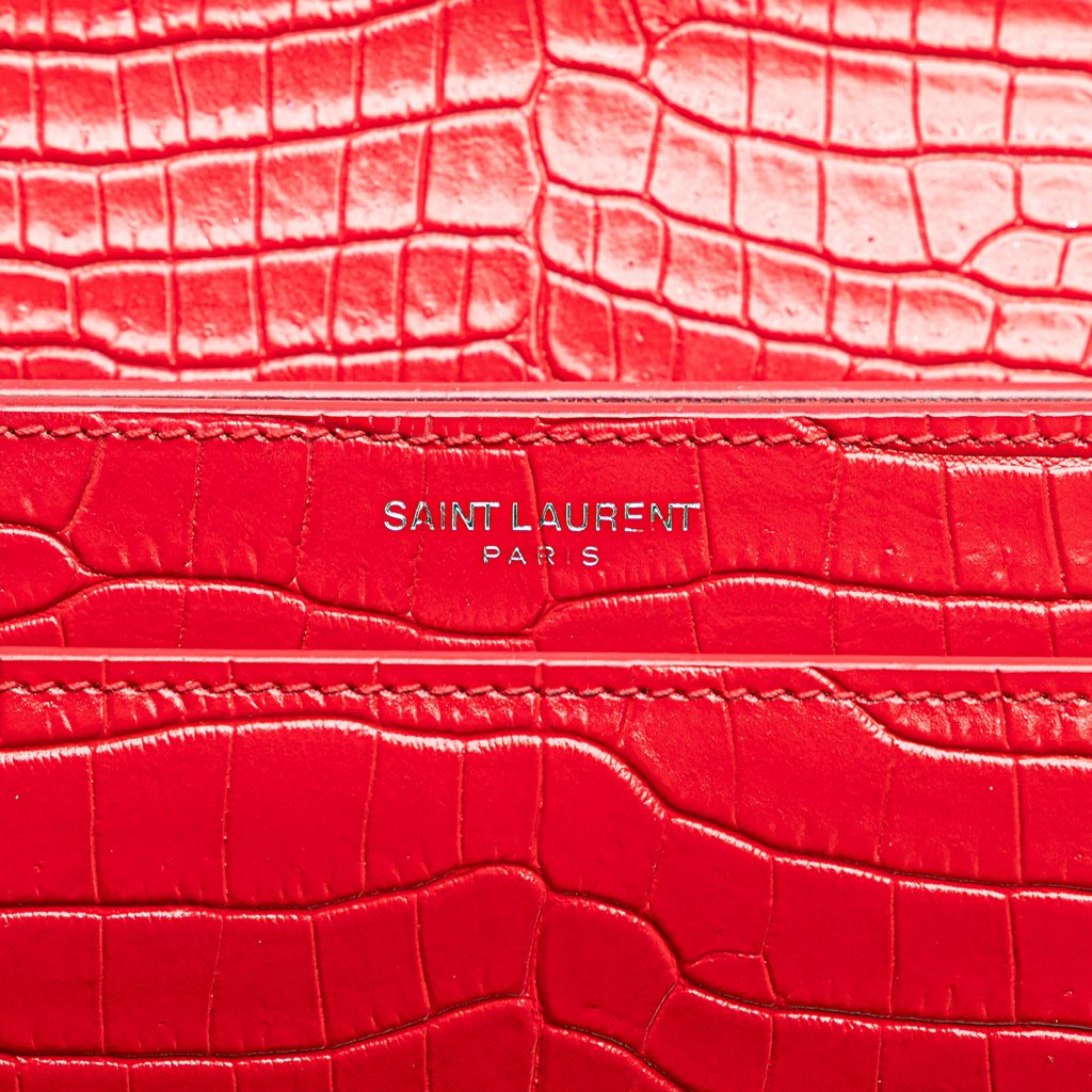 Saint Laurent Medium Croc Embossed Leather Sunset Crossbody - Detail 2