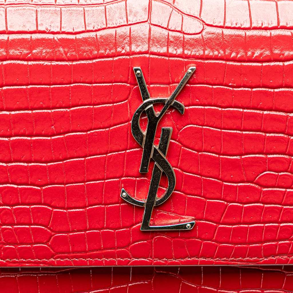 Saint Laurent Medium Croc Embossed Leather Sunset Crossbody - Image 10