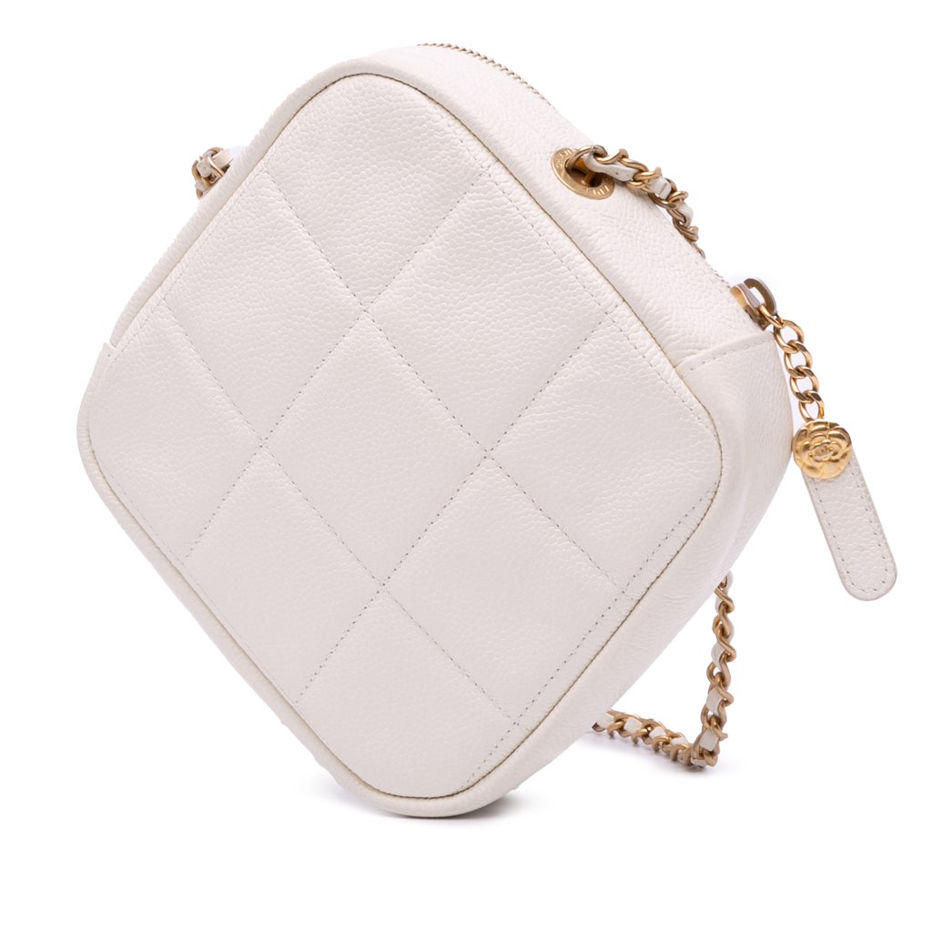Chanel Quilted Caviar Diamond Clutch With Chain - Back view