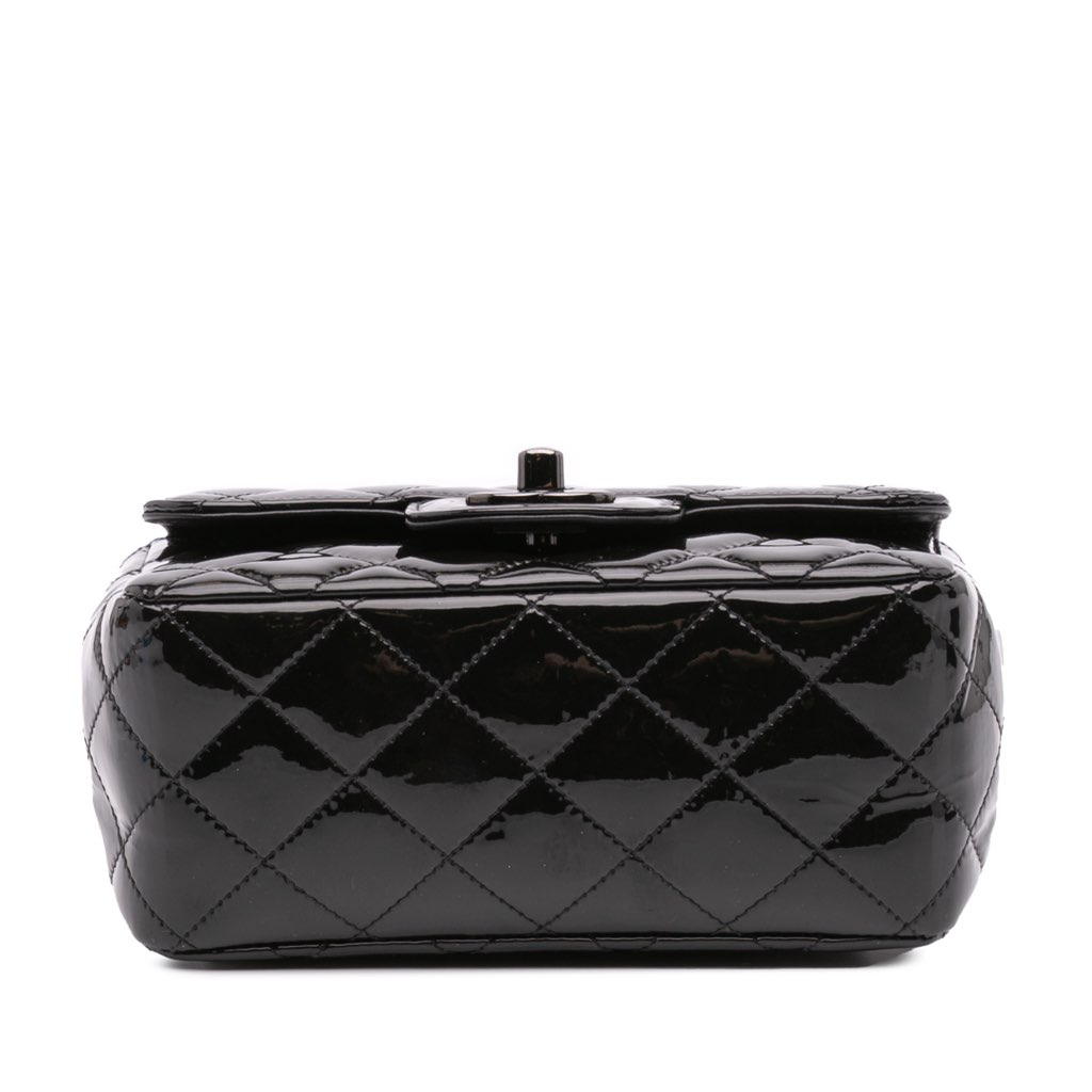 Chanel Mini Square Classic Patent So Black Single Flap - Image 6
