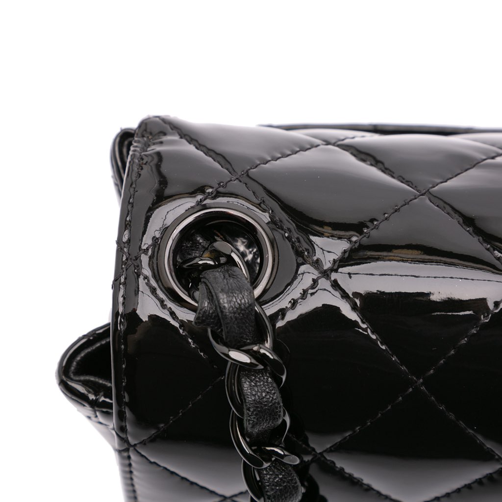 Chanel Mini Square Classic Patent So Black Single Flap - Image 12