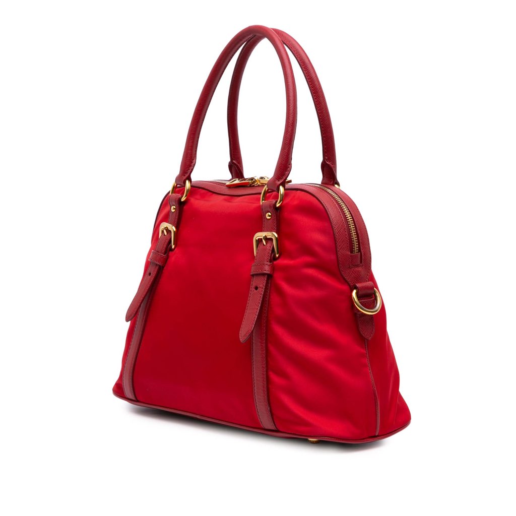 Prada Saffiano Trimmed Tessuto Dome Satchel - 2