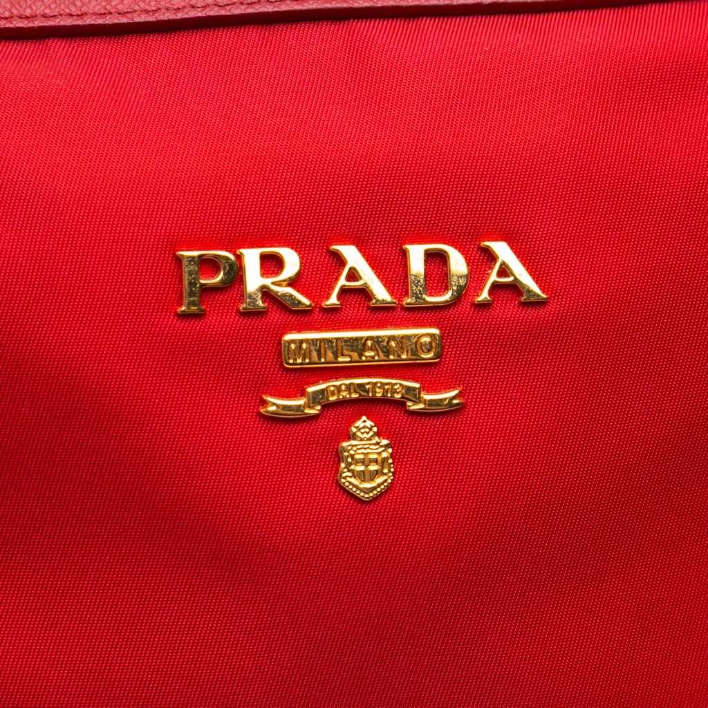 Prada Saffiano Trimmed Tessuto Dome Satchel - 5