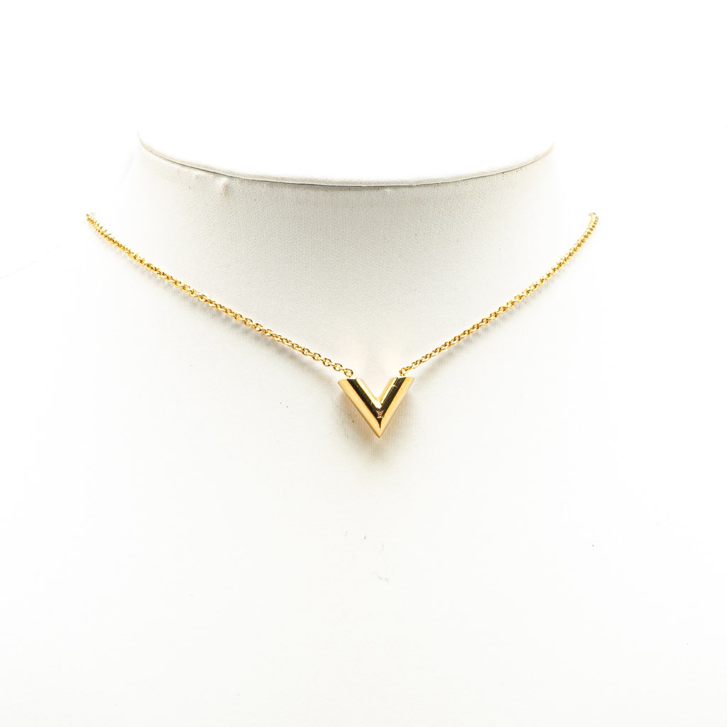 Louis Vuitton Gold Plated Essential V Necklace - 5