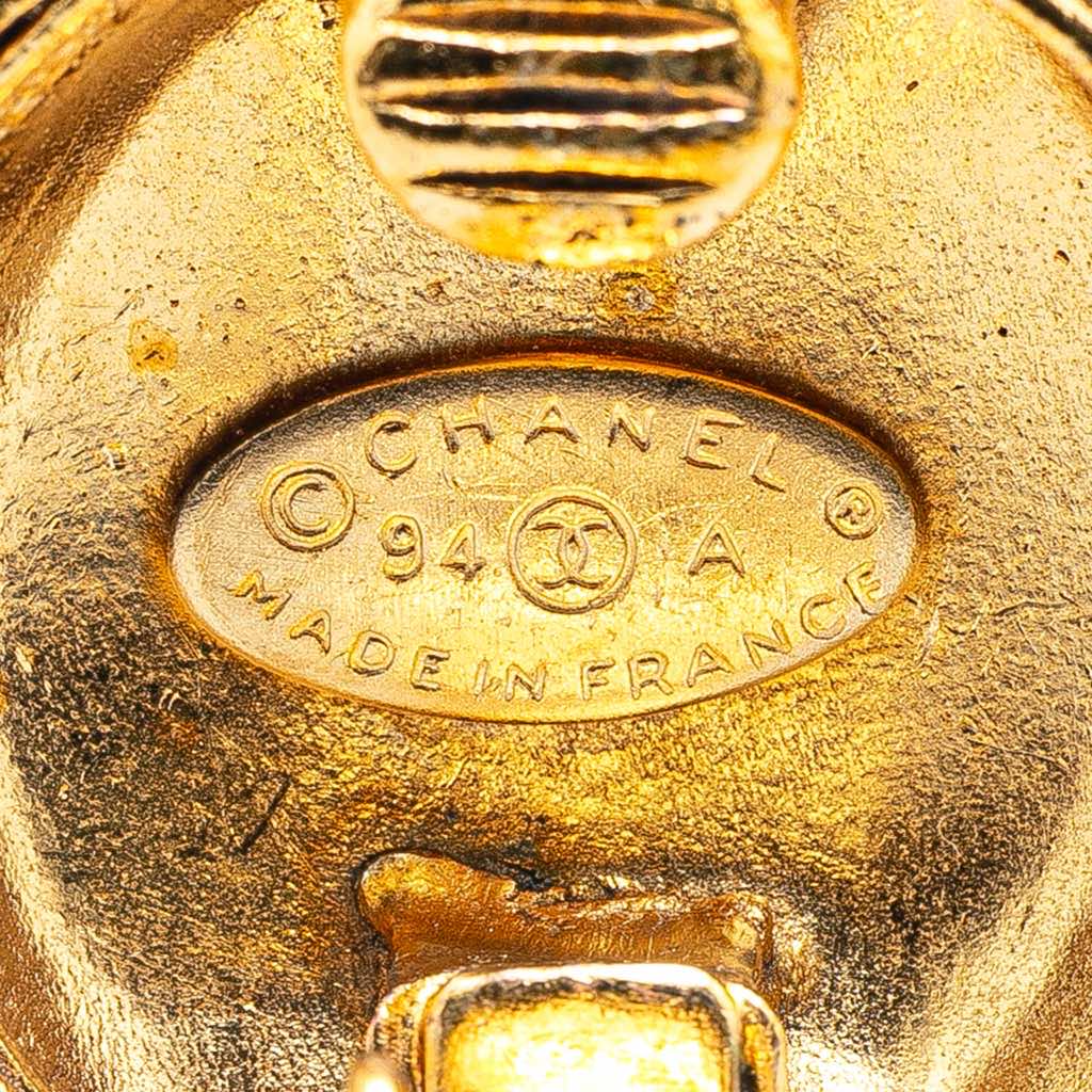 Chanel Gold Plated CC Round Clip On Earrings - 3