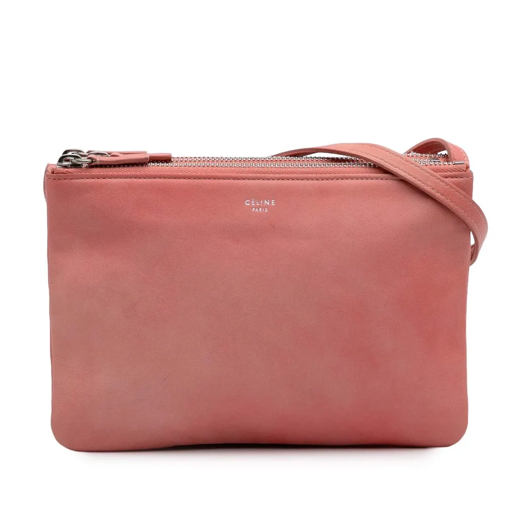 Celine Small Lambskin Trio Crossbody Pink Leather Good - Front View