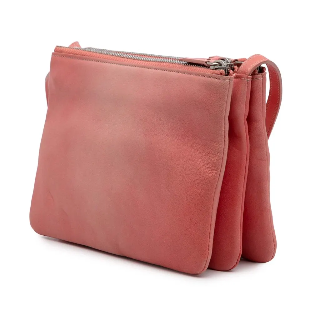 Celine Small Lambskin Trio Crossbody Pink Leather Good - Back View