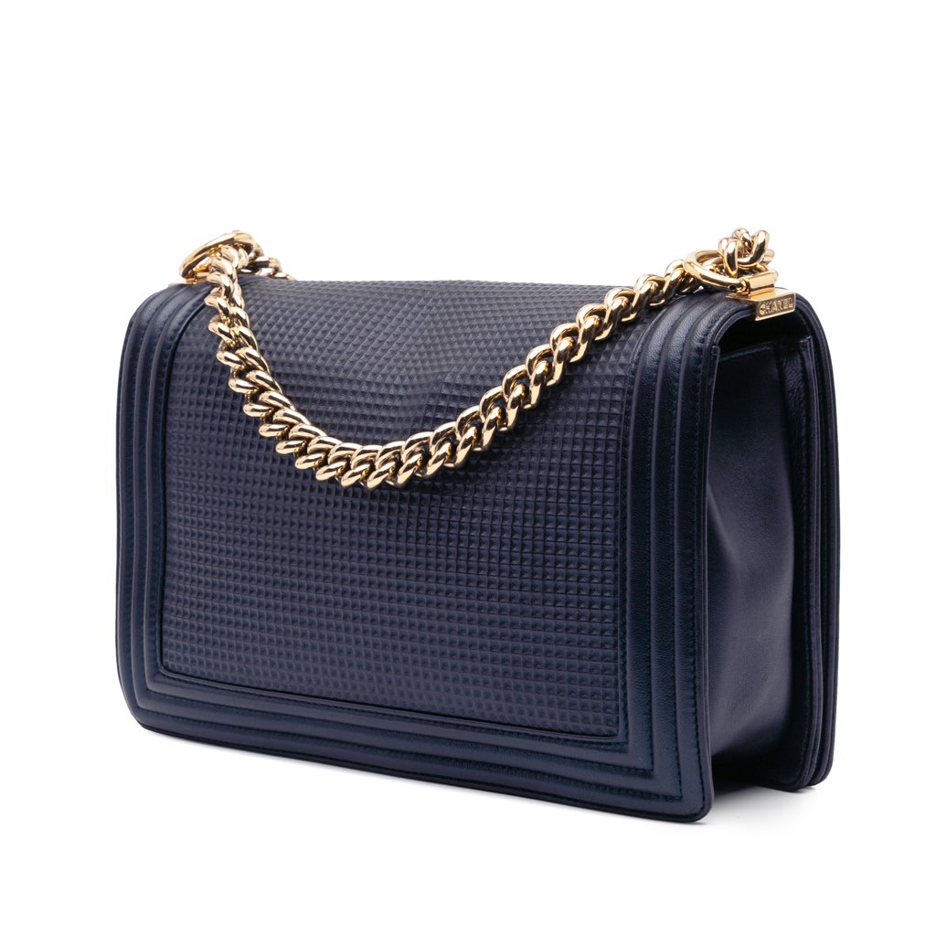 Chanel Medium Lambskin Embossed Cube Boy Flap - 2