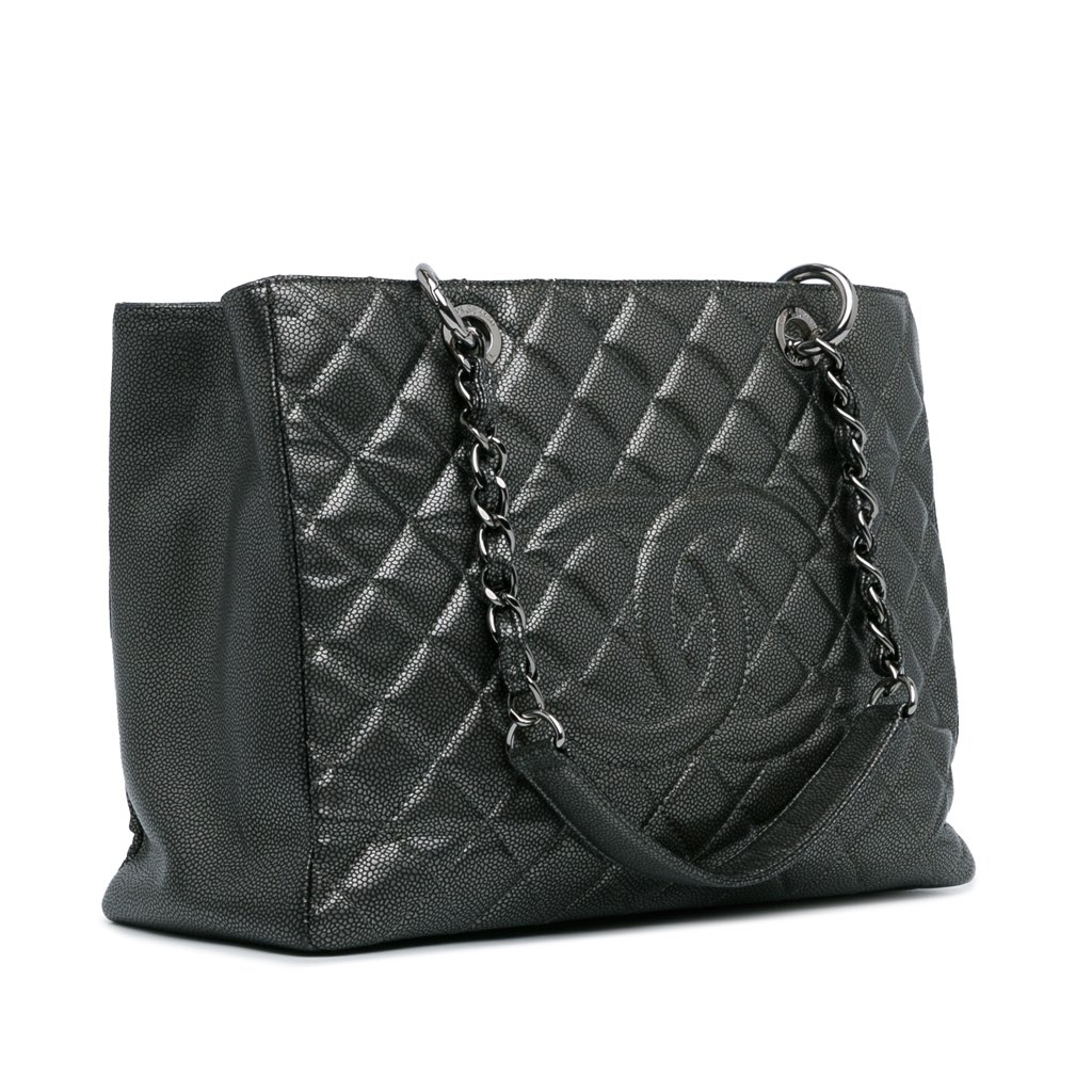 Chanel Metallic Caviar Grand Shopping Tote - 2