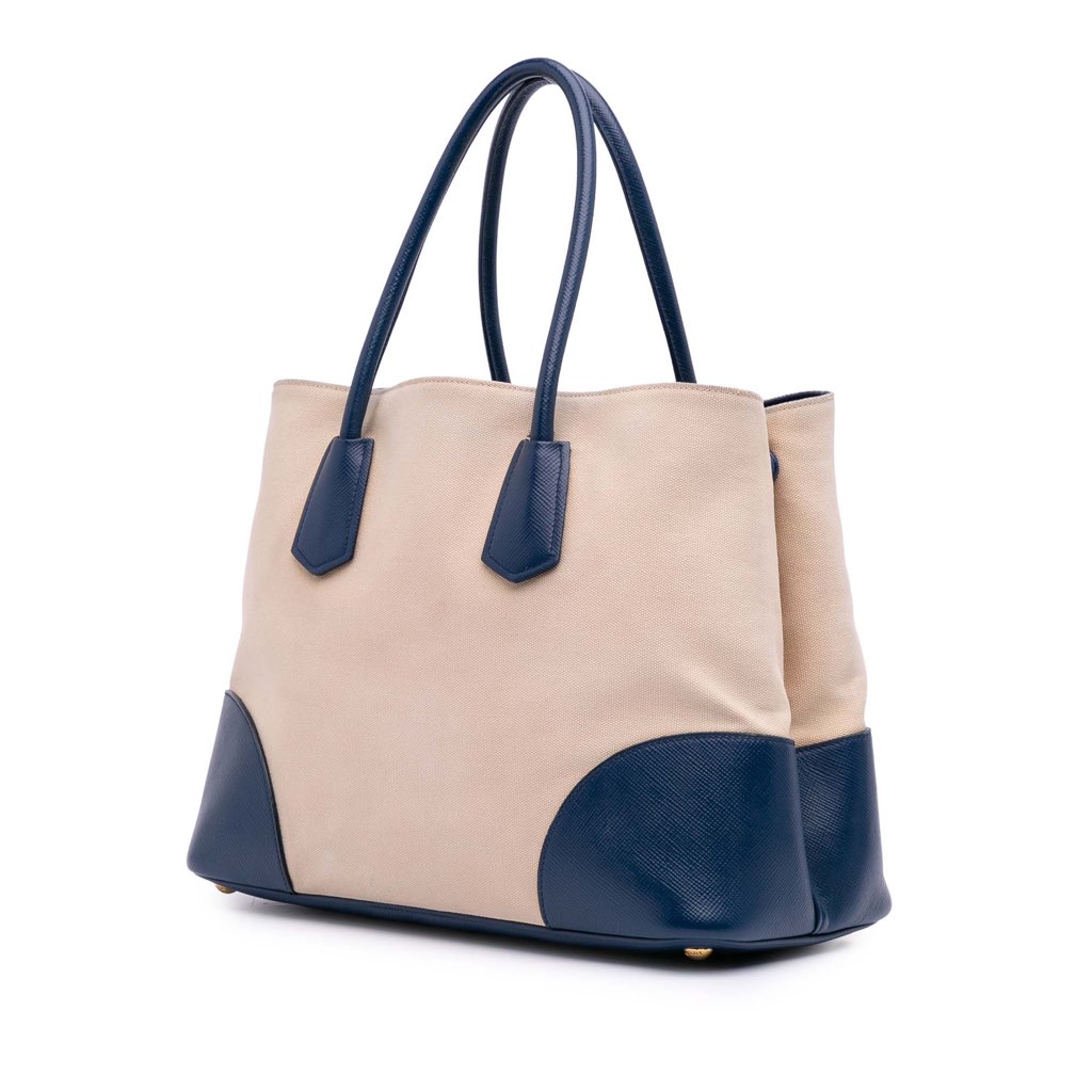 Prada Large Canapa and Saffiano Double Satchel - 2