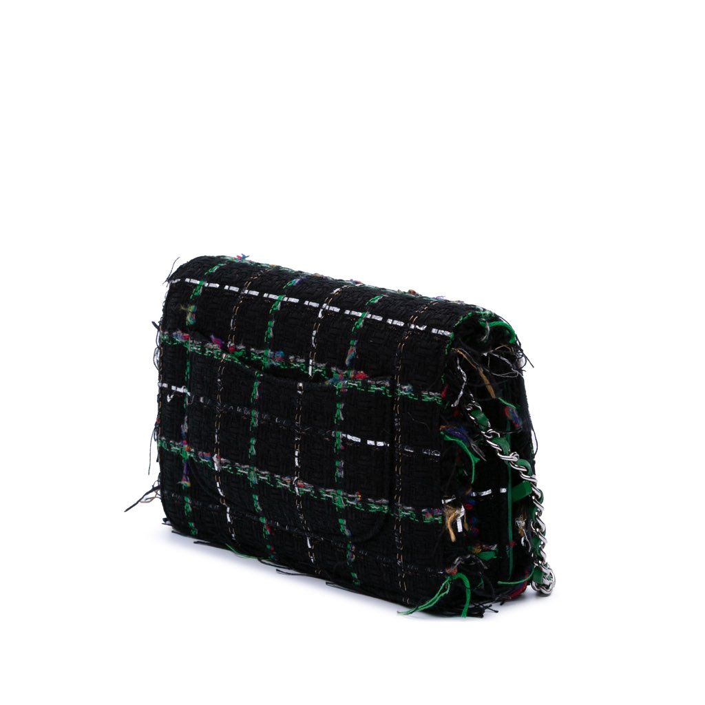 Chanel Quilted Boucle Tweed Robot Charm Wallet On Chain - Back view