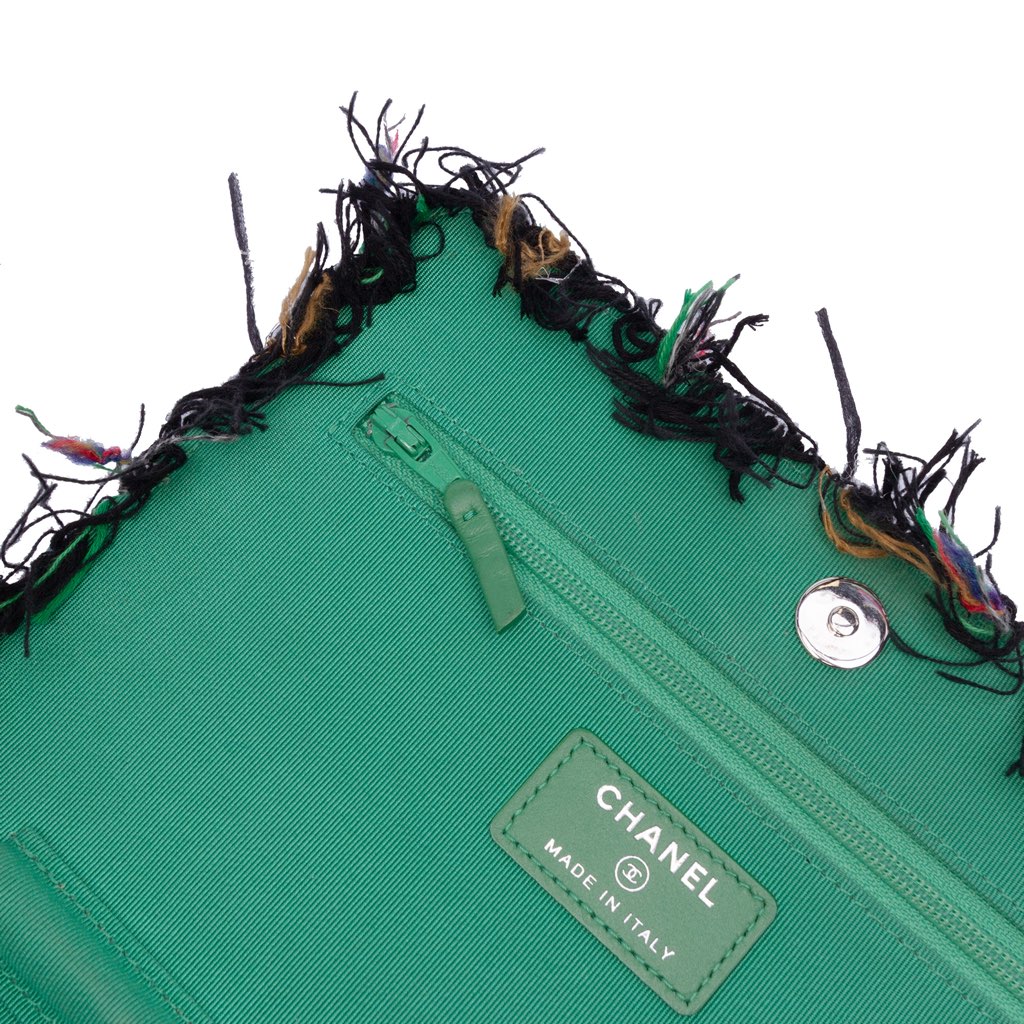 Chanel Quilted Boucle Tweed Robot Charm Wallet On Chain - Side view