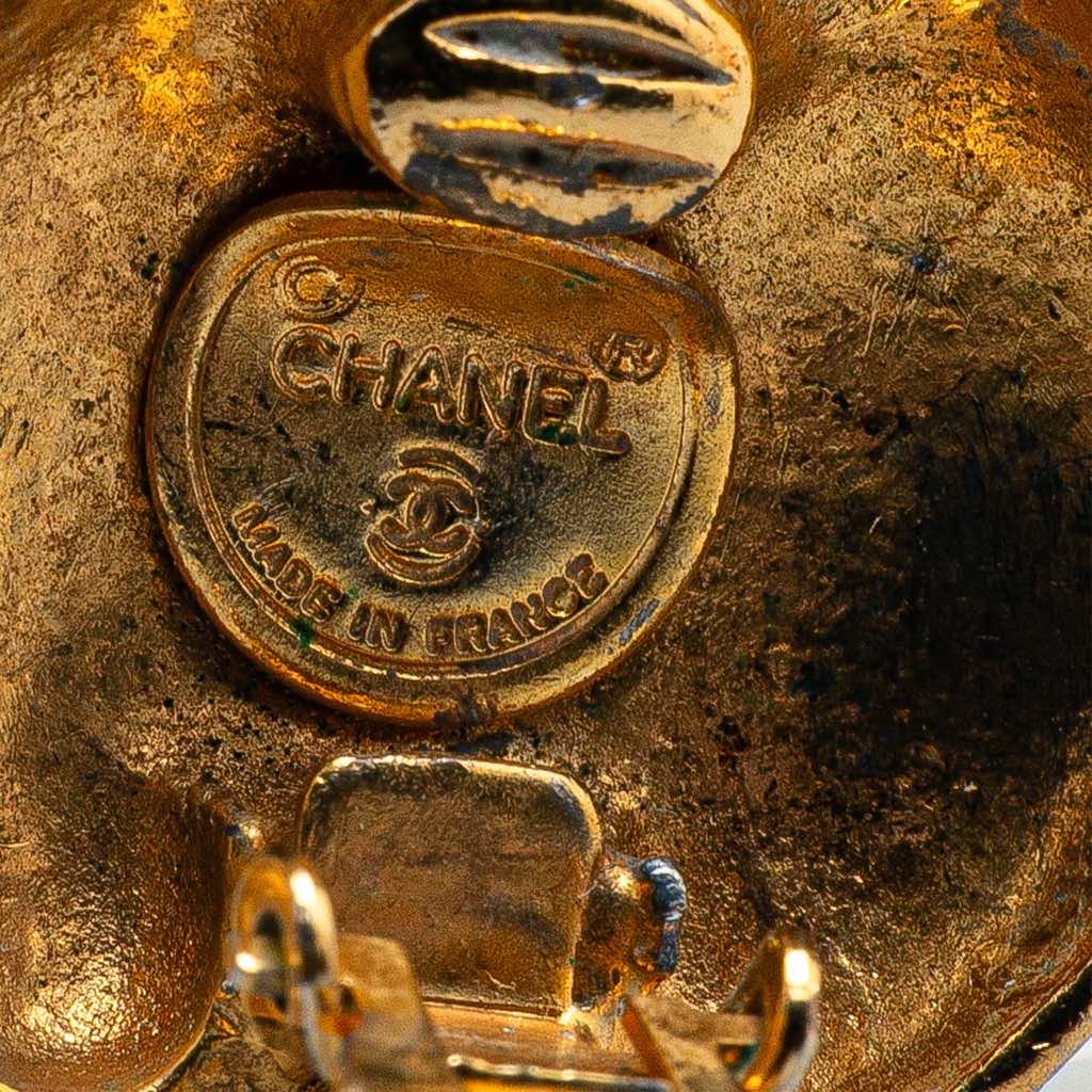 Chanel Gold Plated Logo Clip On Earrings - Image 6