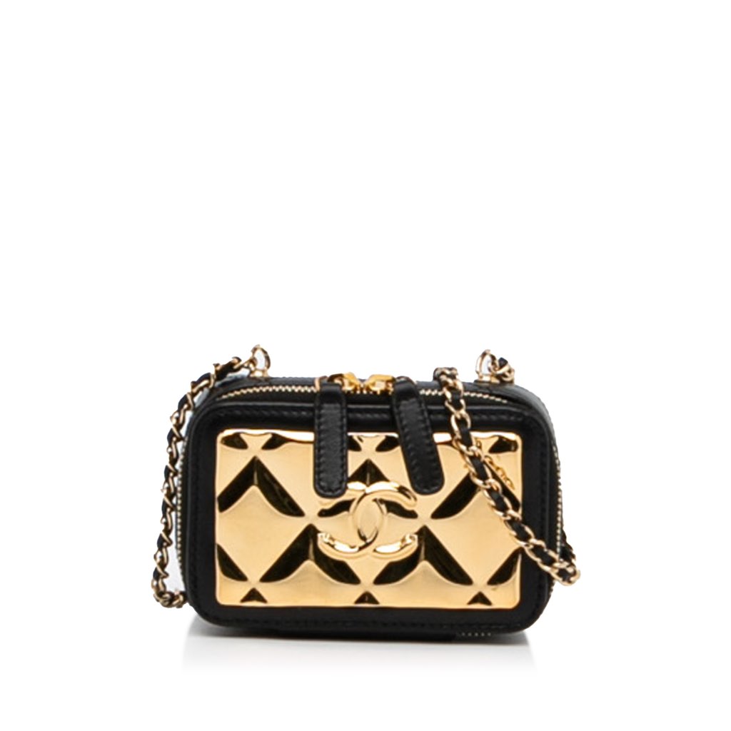 Chanel CC Quilted Golden Plate Vanity Crossbody