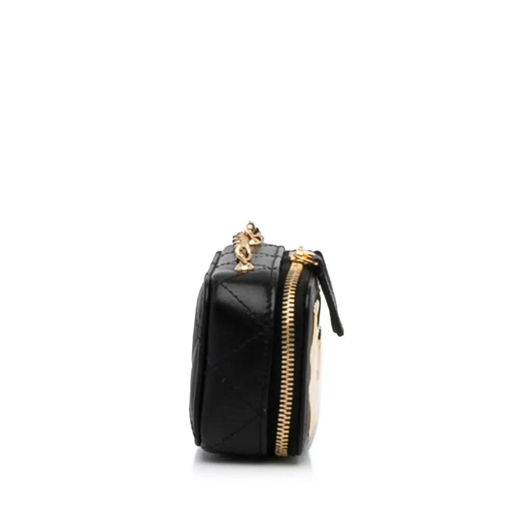 Chanel CC Quilted Golden Plate Vanity Crossbody Gold Leather Good - Inside View