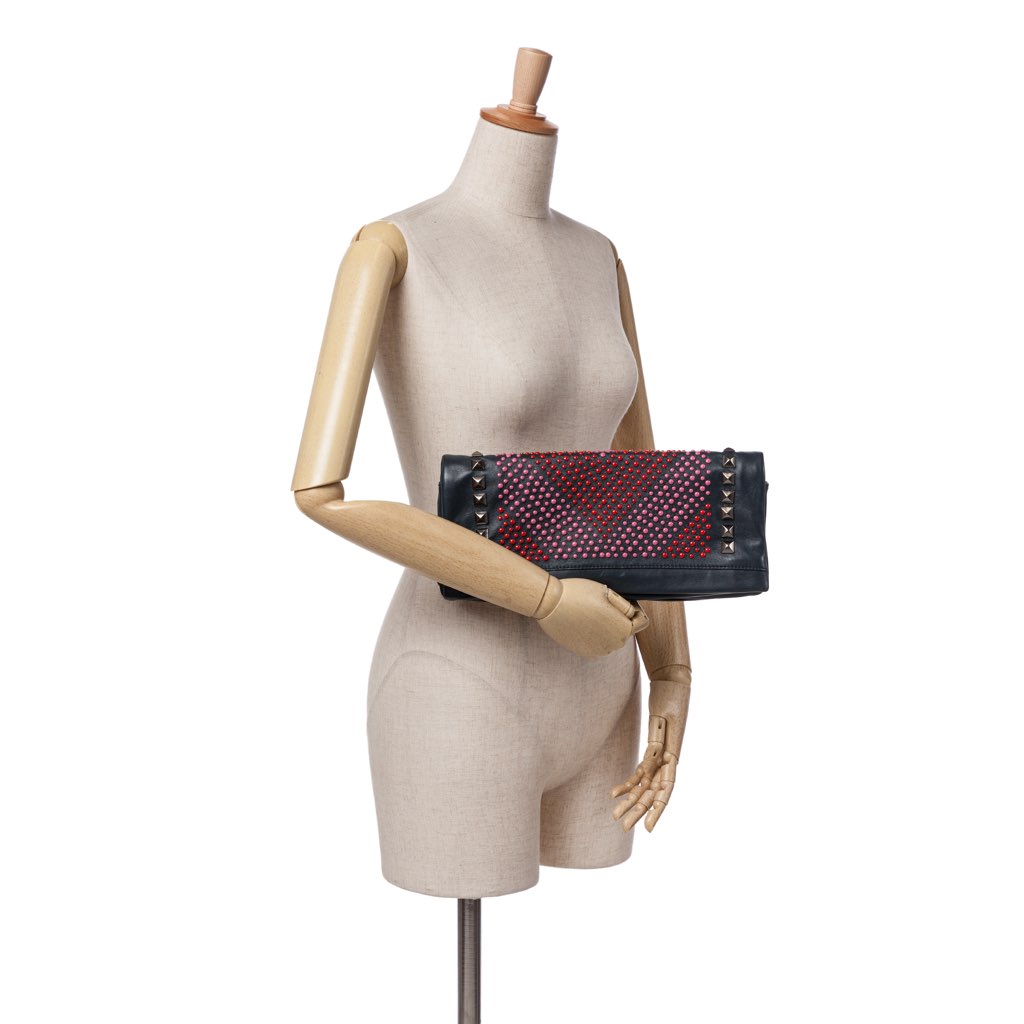 Balmain Leather Studded Foldover Clutch - Image 13