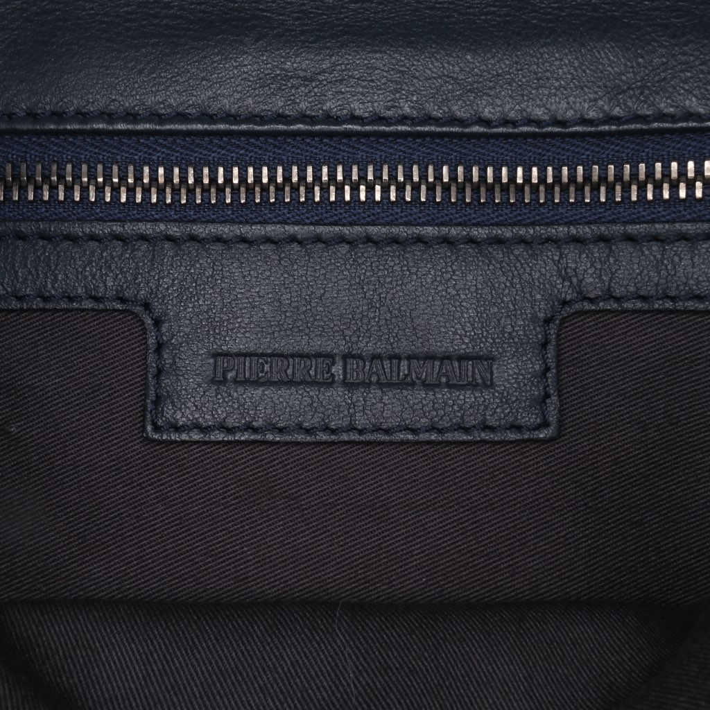 Balmain Leather Studded Foldover Clutch - Side view
