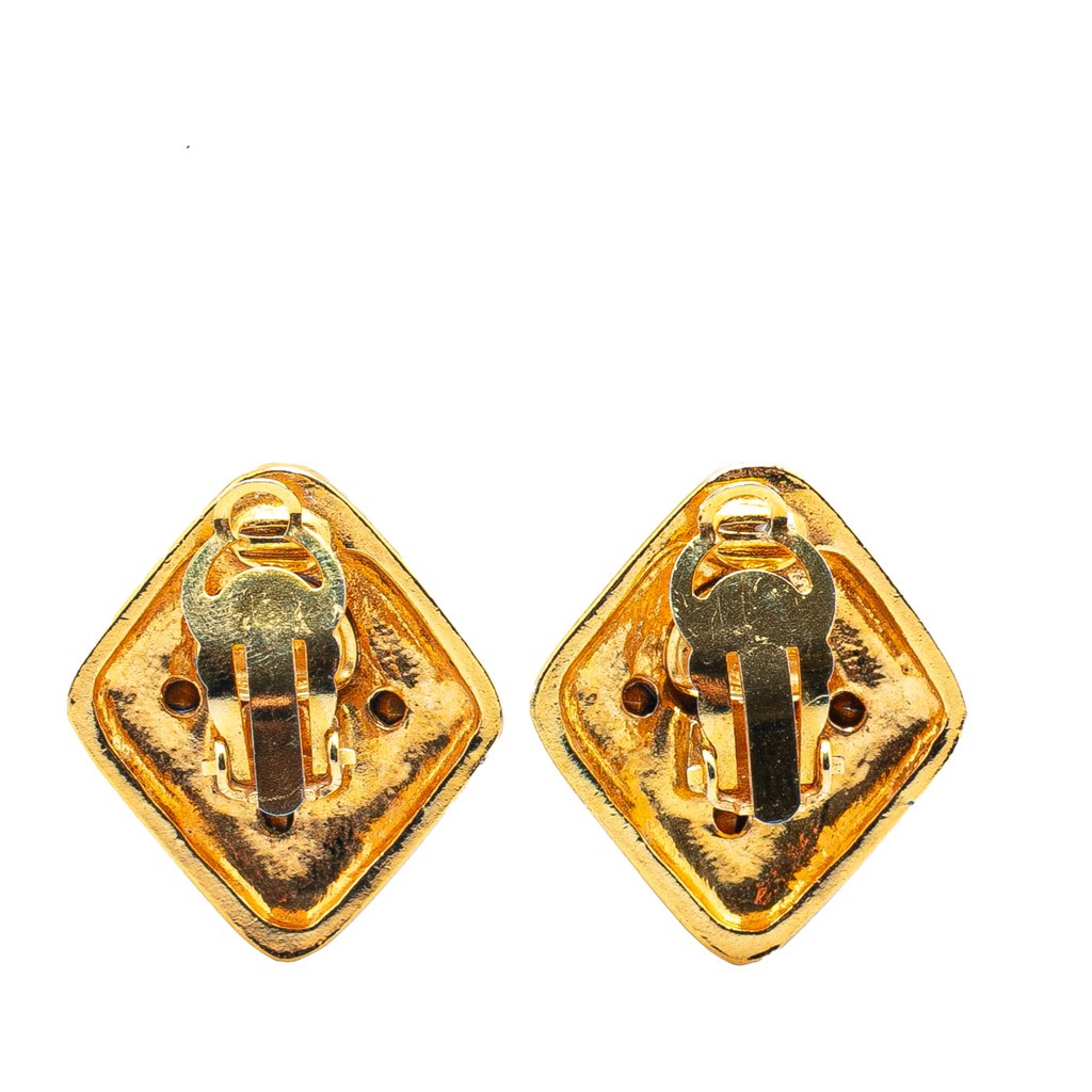 Chanel Gold Plated Diamond Crystal Clip on Earrings - 2
