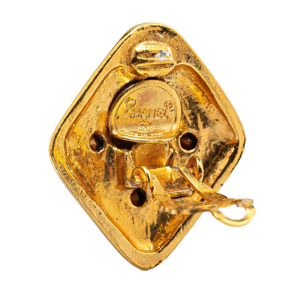 Chanel Gold Plated Diamond Crystal Clip on Earrings - 3