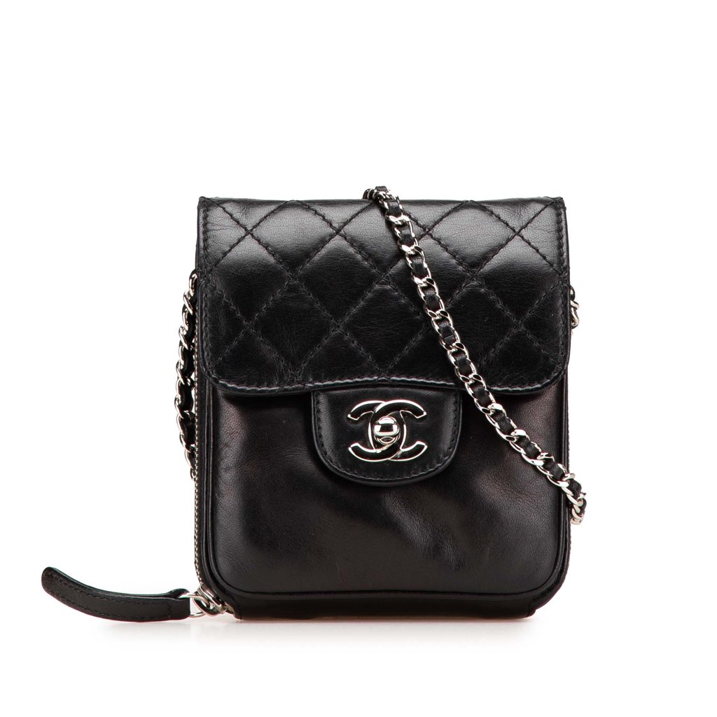 Chanel CC Quilted Lambskin Clams Wallet on Chain
