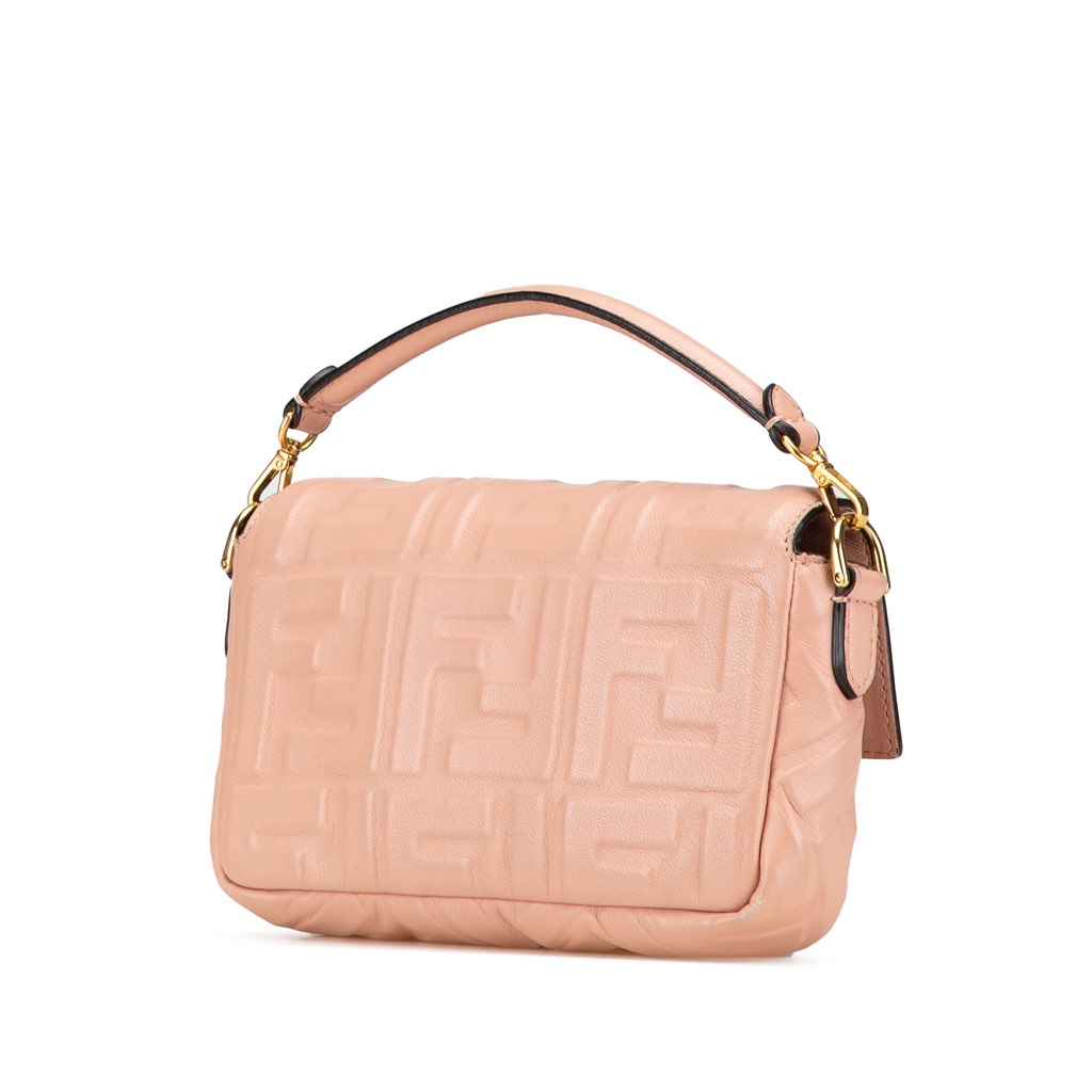 Fendi Mini Zucca Embossed Leather Baguette Satchel - 2