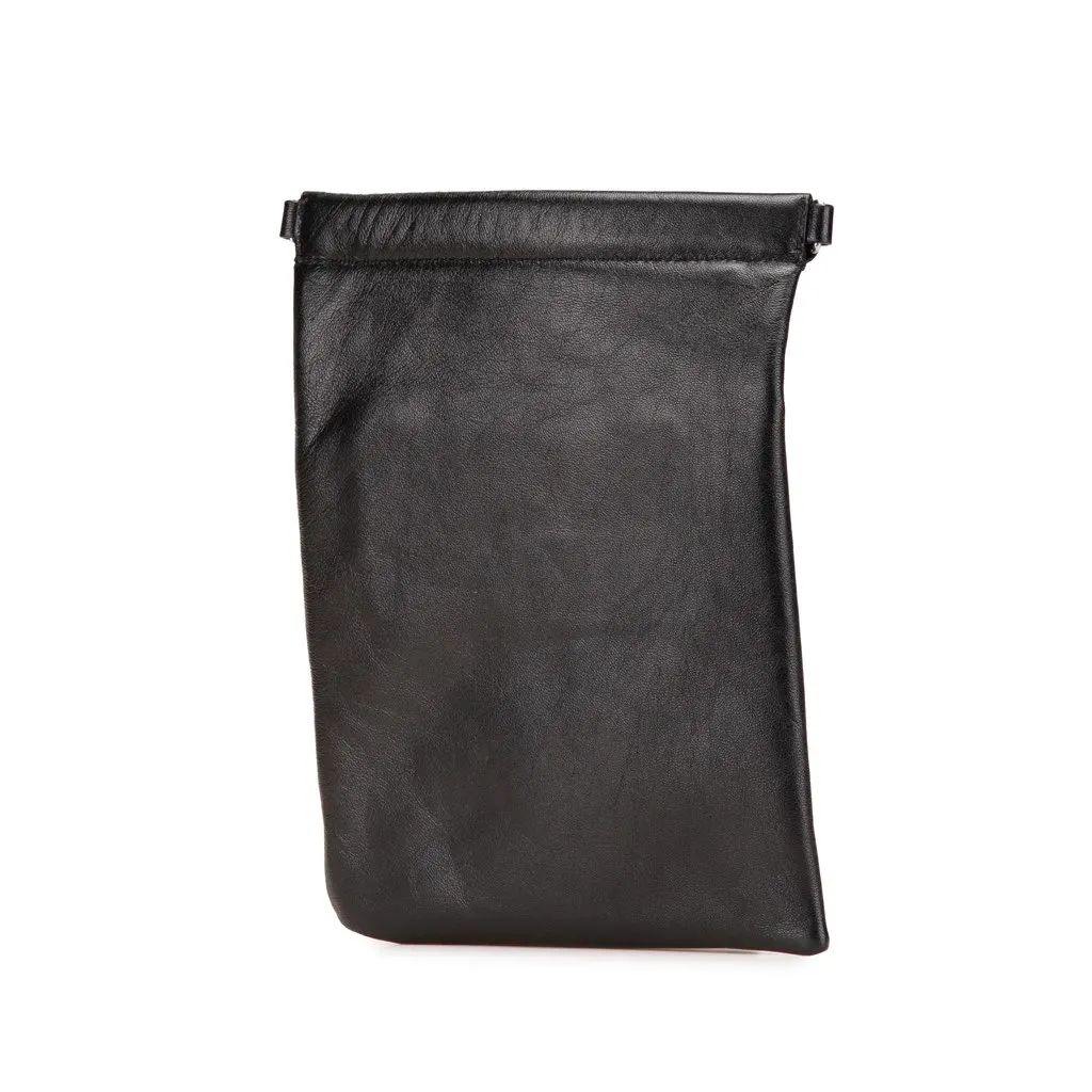 Saint Laurent Antiqued Lambskin Sid Flat Crossbody Black Leather Very good - Back View