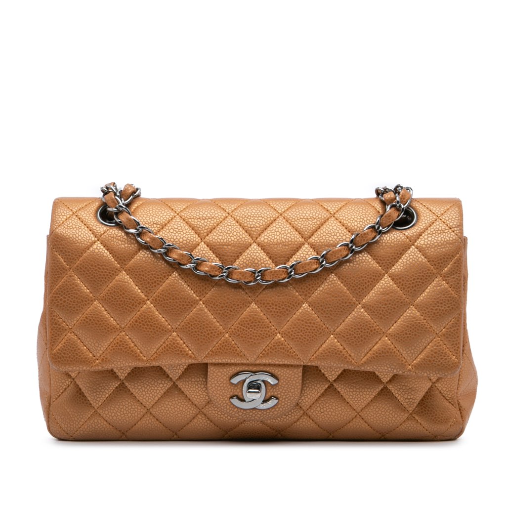 Chanel Medium Classic Metallic Caviar Double Flap