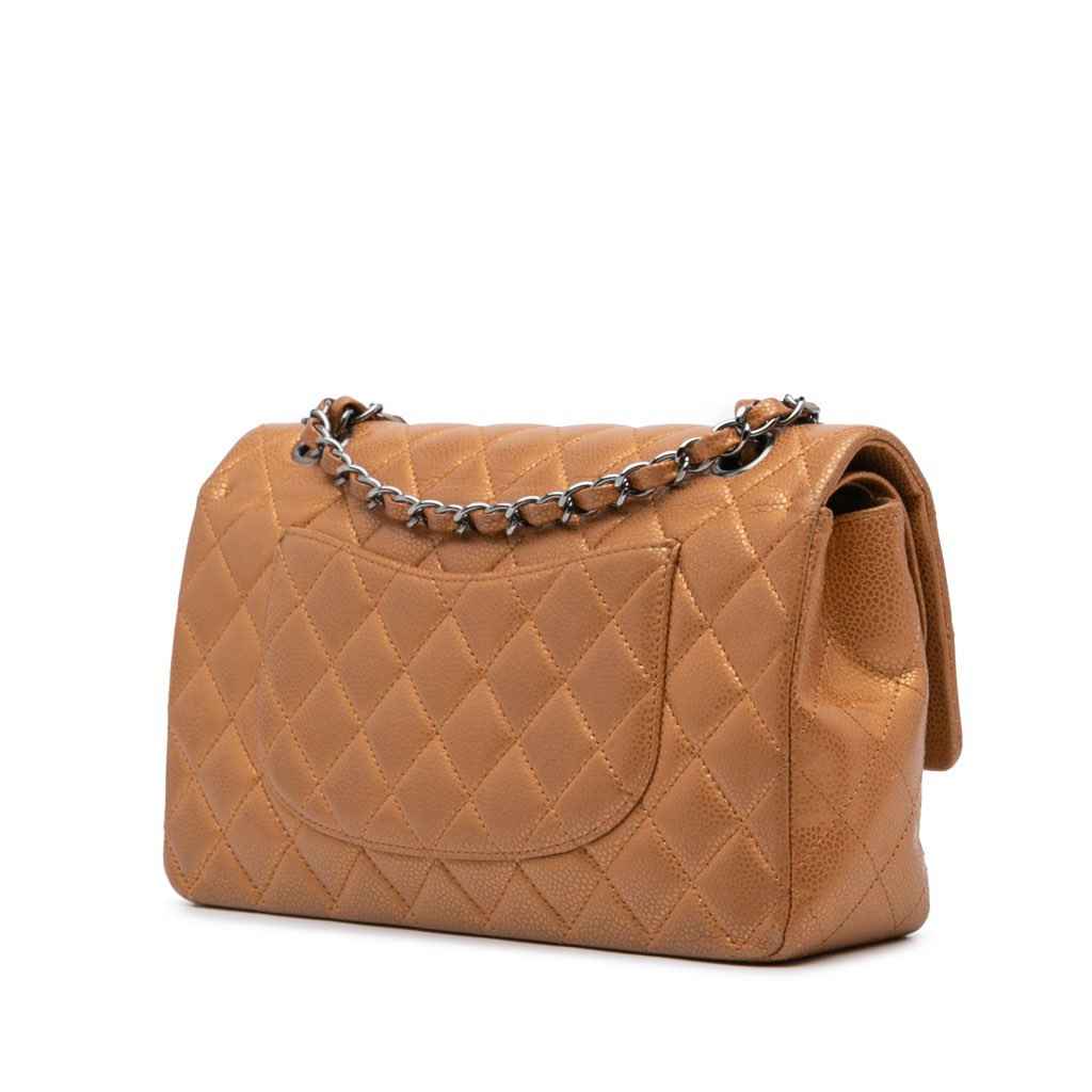 Chanel Medium Classic Metallic Caviar Double Flap - Back view