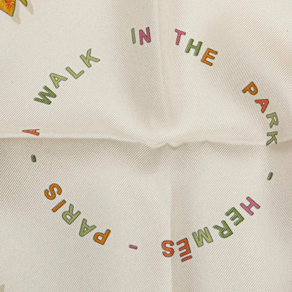 Hermès A Walk In The Park Silk Scarf White Silk Good - Back View