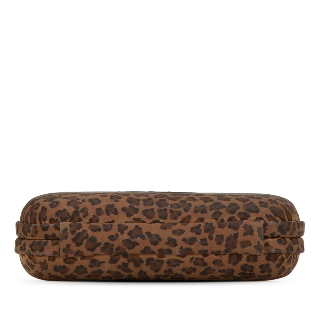 Bottega Veneta Nylon Leopard Print Box Clutch Brown Good - Inside View