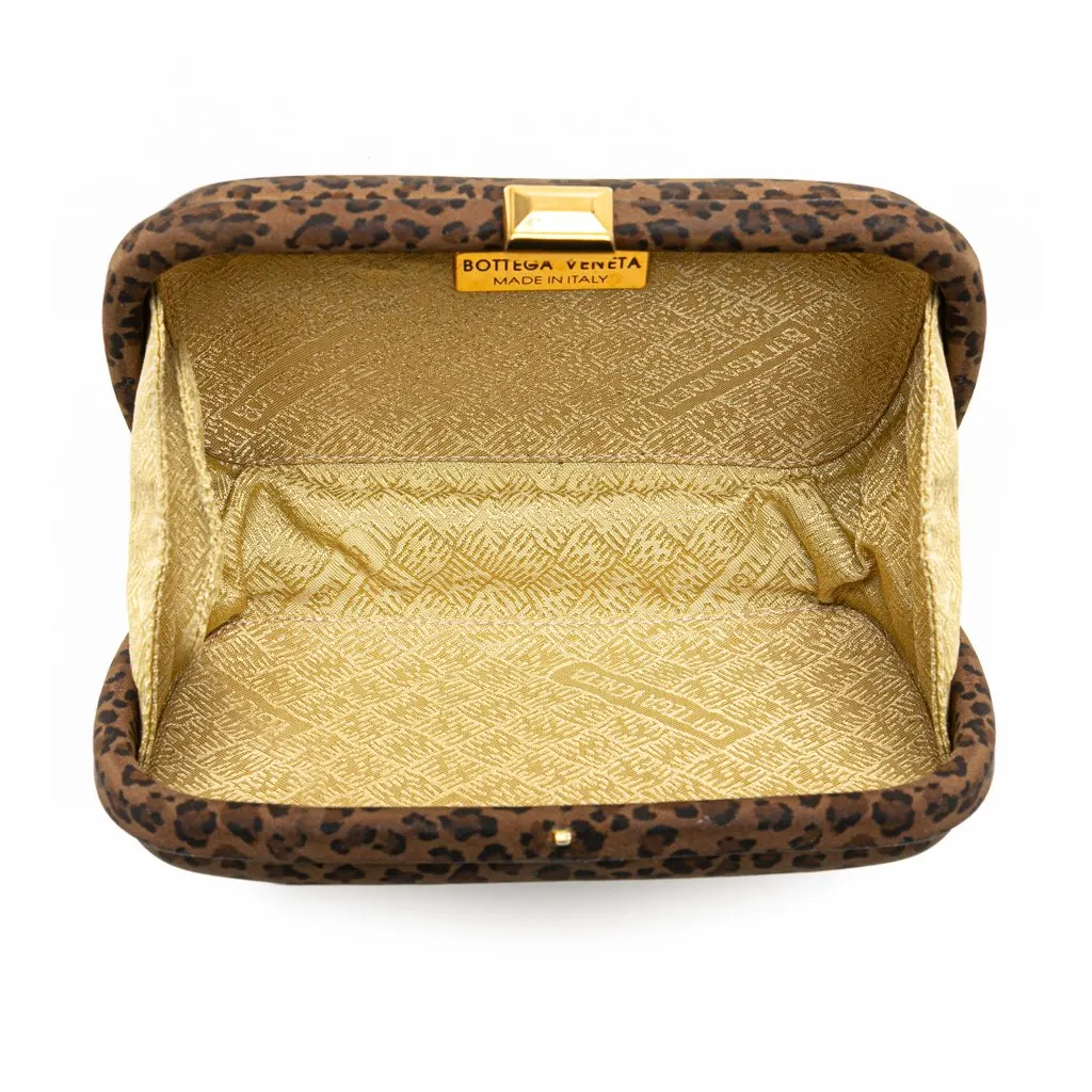 Bottega Veneta Nylon Leopard Print Box Clutch Brown Good - Model View